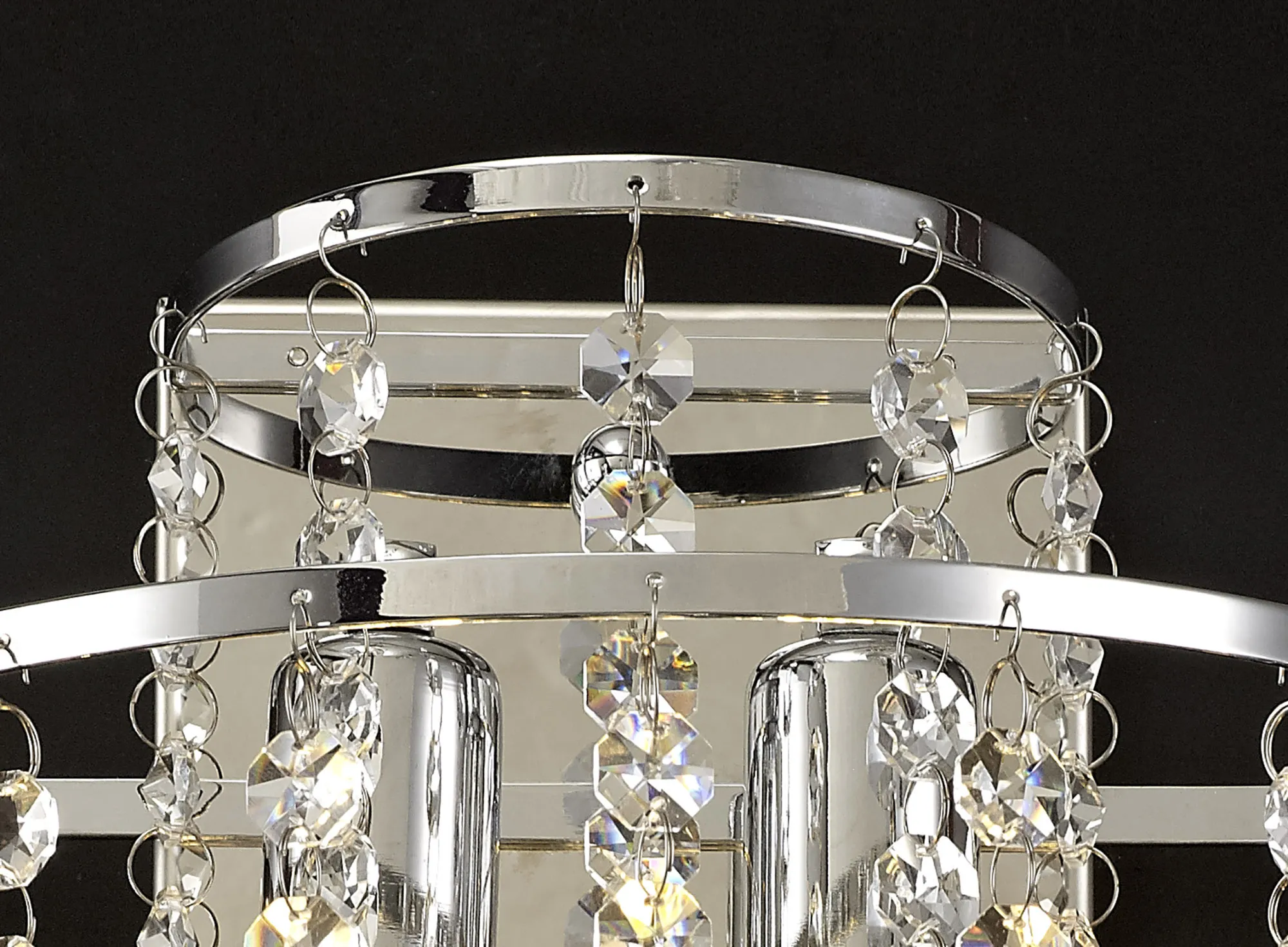 Inina Polished Chrome Crystal Wall Lights Diyas Flush Crystal Wall Lights